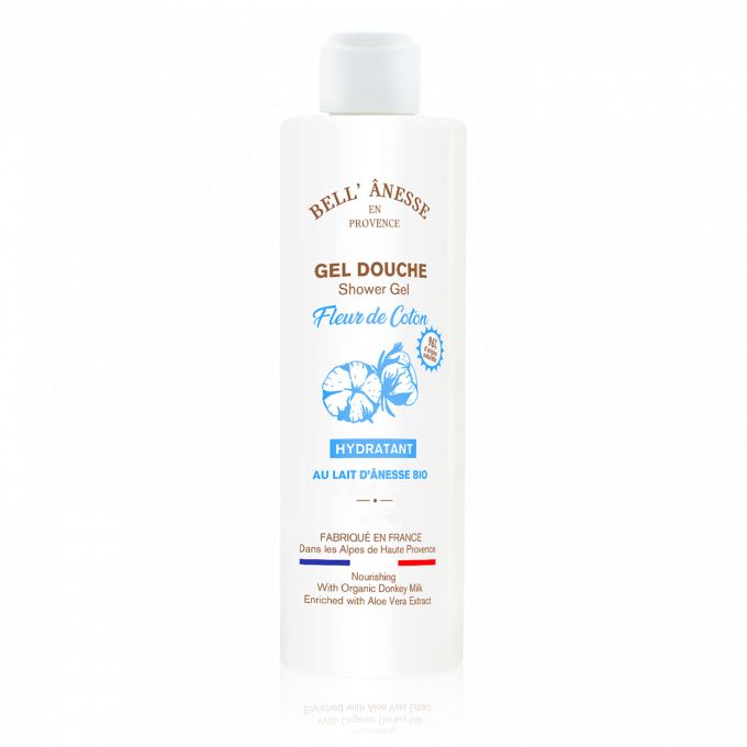 GEL DOUCHE AU LAIT D'ÂNESSE BIO fleur de coton 