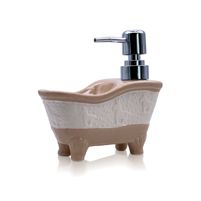 DISTRIBUTEUR SAVON LIQUIDE BAIGNOIRE CÉRAMIQUE (BEIGE)